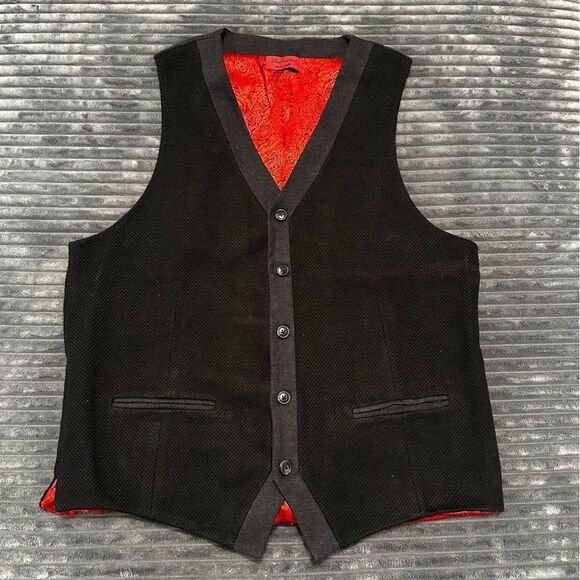 Luchiano Visconti Black Knit 5 Button Vest Men’s Size Large - Picture 1 of 7